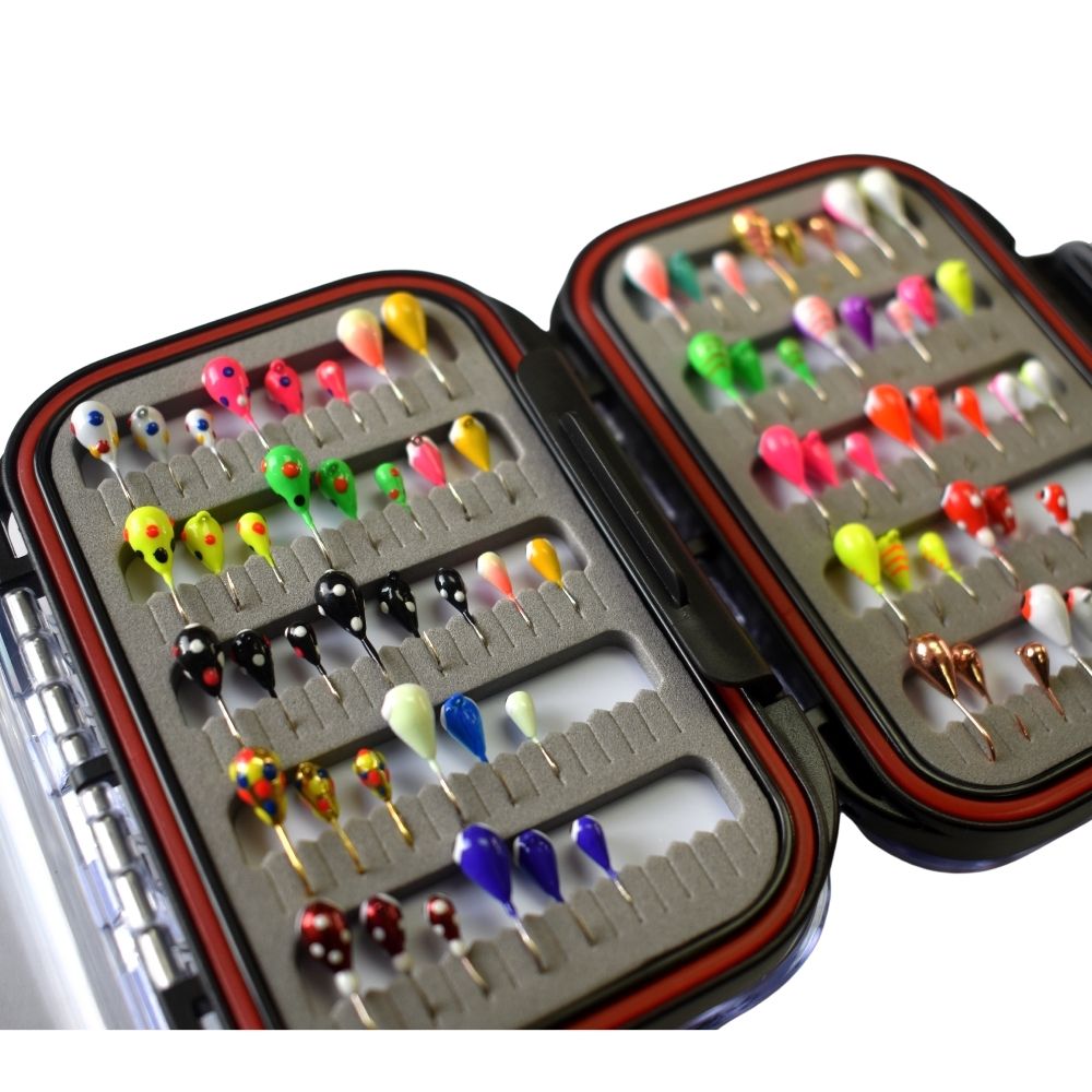  12 Piece Tungsten Ice Fishing Jig Kit with Double Sided  Waterproof Jig Box : Sports & Outdoors
