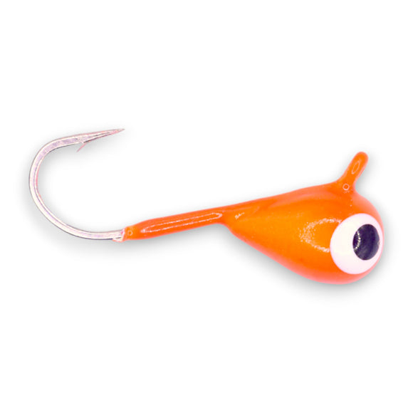 3 Pack Tungsten Ice Fishing Jigs – Orange Green Stripe Glow – Kenders Outdoors