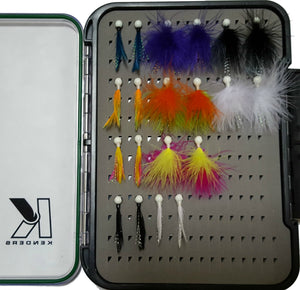 20 PIECE FEATHER/MARABOU JIG KIT WITH LARGE PAD BOX - Kenders Outdoors