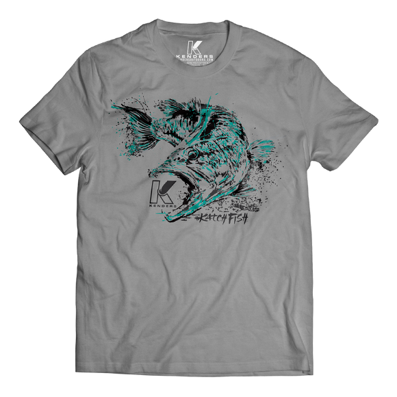 LARGEMOUTH BASS SPECIES T-SHIRT HEATHER GREY - Kenders Outdoors