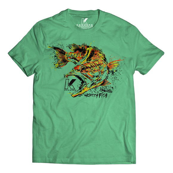 LARGEMOUTH BASS SPECIES T-SHIRT HEATHER GREEN - Kenders Outdoors