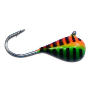 ORANGE/GREEN STRIPE GLOW TUNGSTEN JIG - Kenders Outdoors