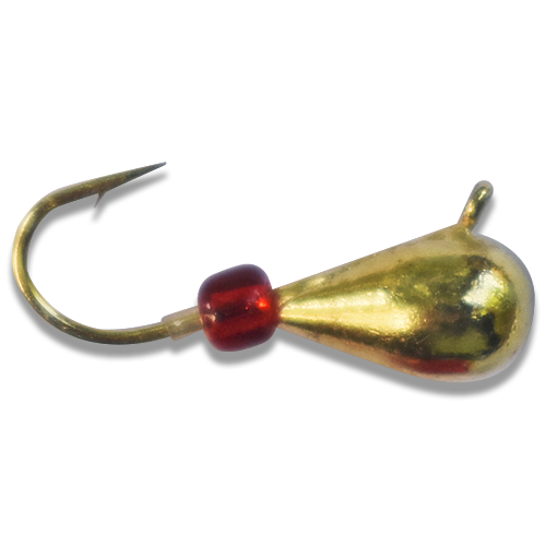 Gold w/ Red Bead Tungsten Jig 6mm - #8 Hook