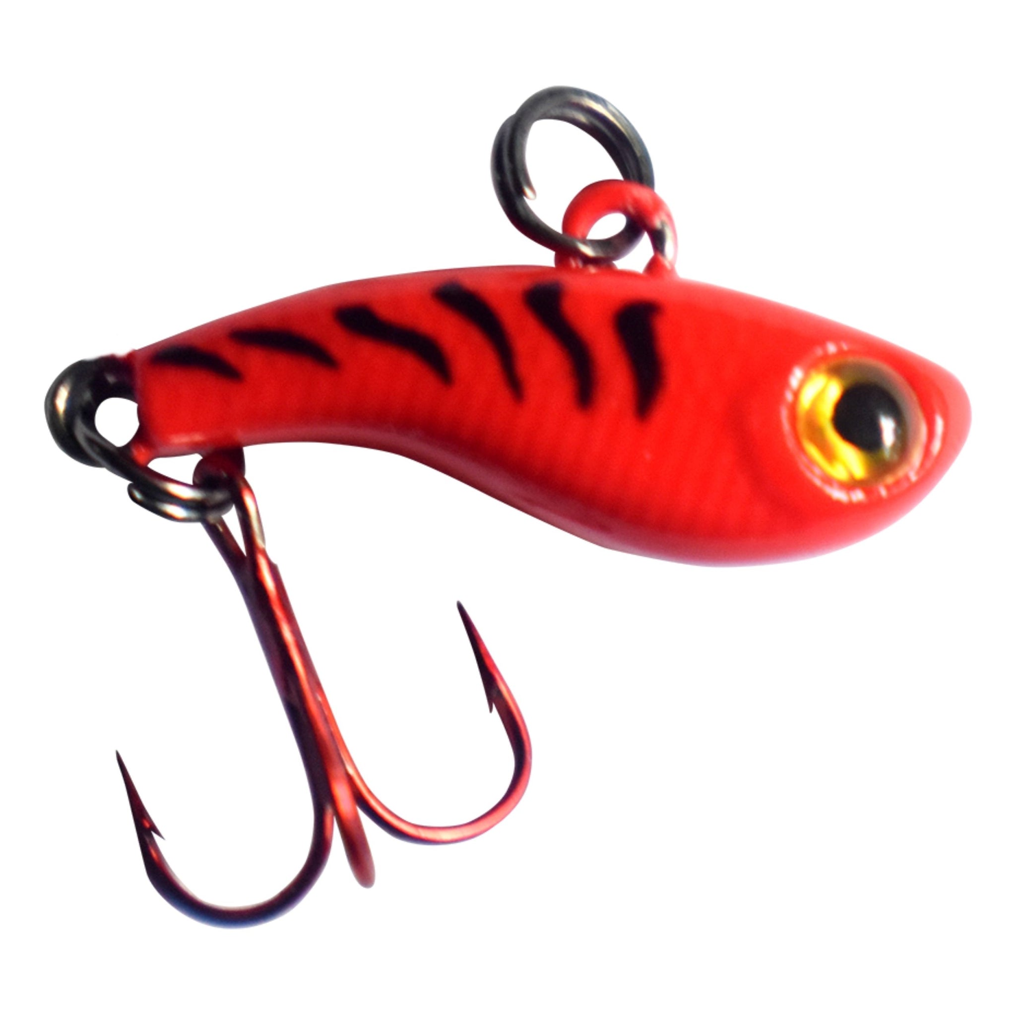 Kenders Outdoors Tungsten T-Rip Mini Vibe Bait, Red Tiger Glow, 3/4in