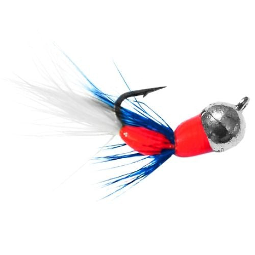 Kenders Tungsten Akua Flare Jig | Silver/Red/White/Blue; 8 | FishUSA