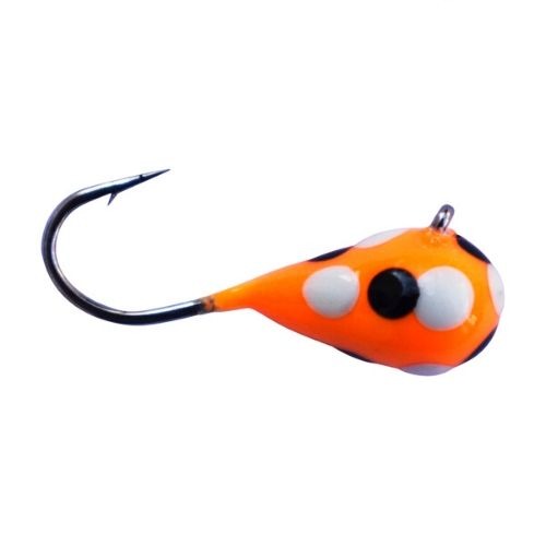 ORANGE WHITE BLACK SPOT GLOW TUNGSTEN JIG - Kenders Outdoors