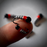 BLACK RED WHITE TUNGSTEN AKUA JIG SKUD