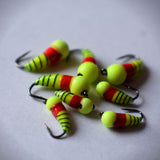 CHARTREUSE RED TUNGSTEN AKUA JIG SKUD