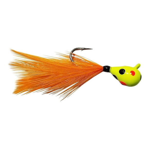 TUNGSTEN WONDER FEATHER JIG - GLOW CHARTREUSE WONDERBREAD/ORANGE FEATHER