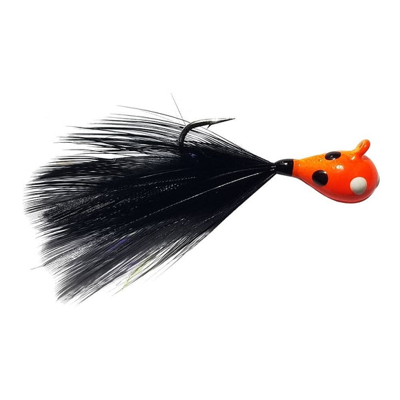 Kenders Outdoors Tungsten Wonder Feather Jig 1/16 oz / Orange Wonderbread Glow/Black Feather